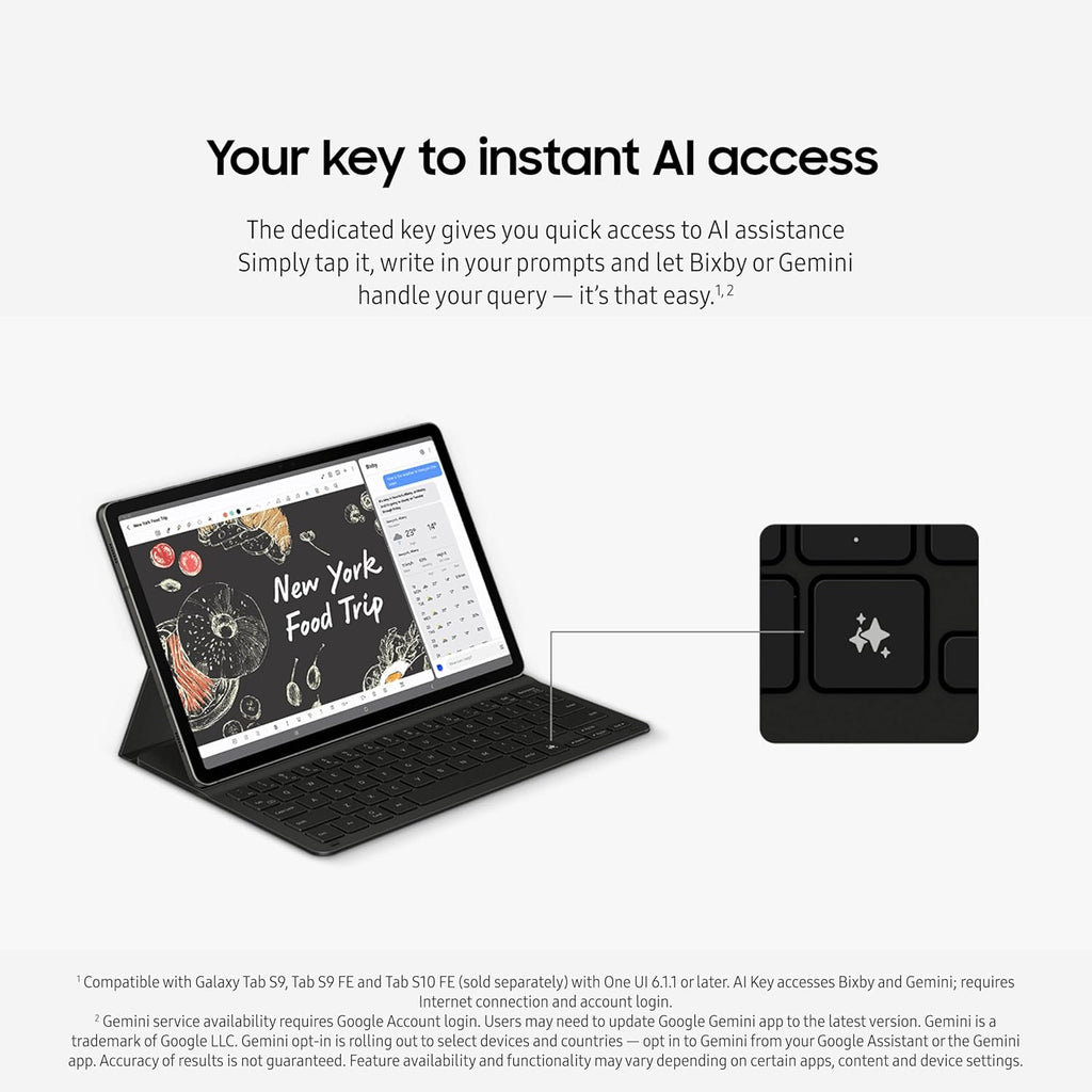 Samsung Galaxy Tab S9 | S9 FE | S10 FE, FE Book Cover Keyboard Slim - AI Key for Galaxy Tab S10 FE, Detachable Platform, PC-Like Experience, Wireless Keyboard Sharing