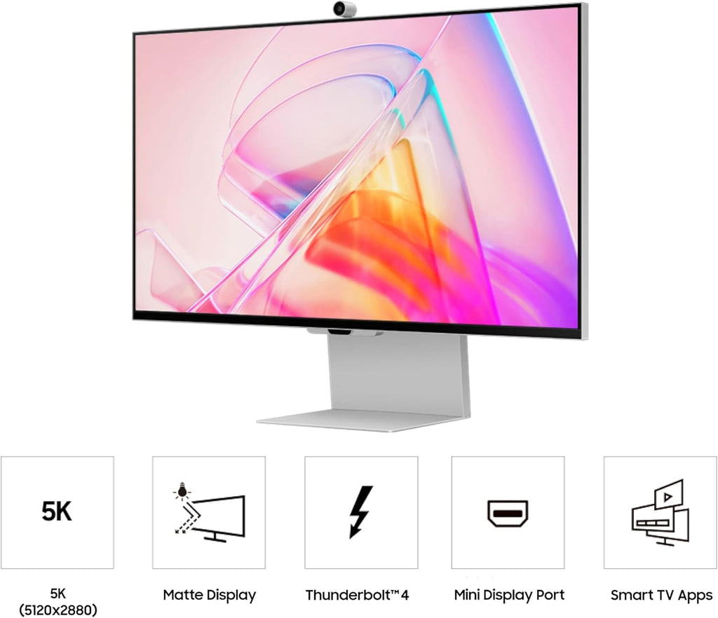 Samsung 27" ViewFinity S9 Series 5K Computer Monitor, Thunderbolt 4, DisplayPort, Matte Display, 4K Slimfit-Camera, Slim Metal Design, AirPlay, Smart-TV Apps, Gaming Hub, LS27C900PANXZA