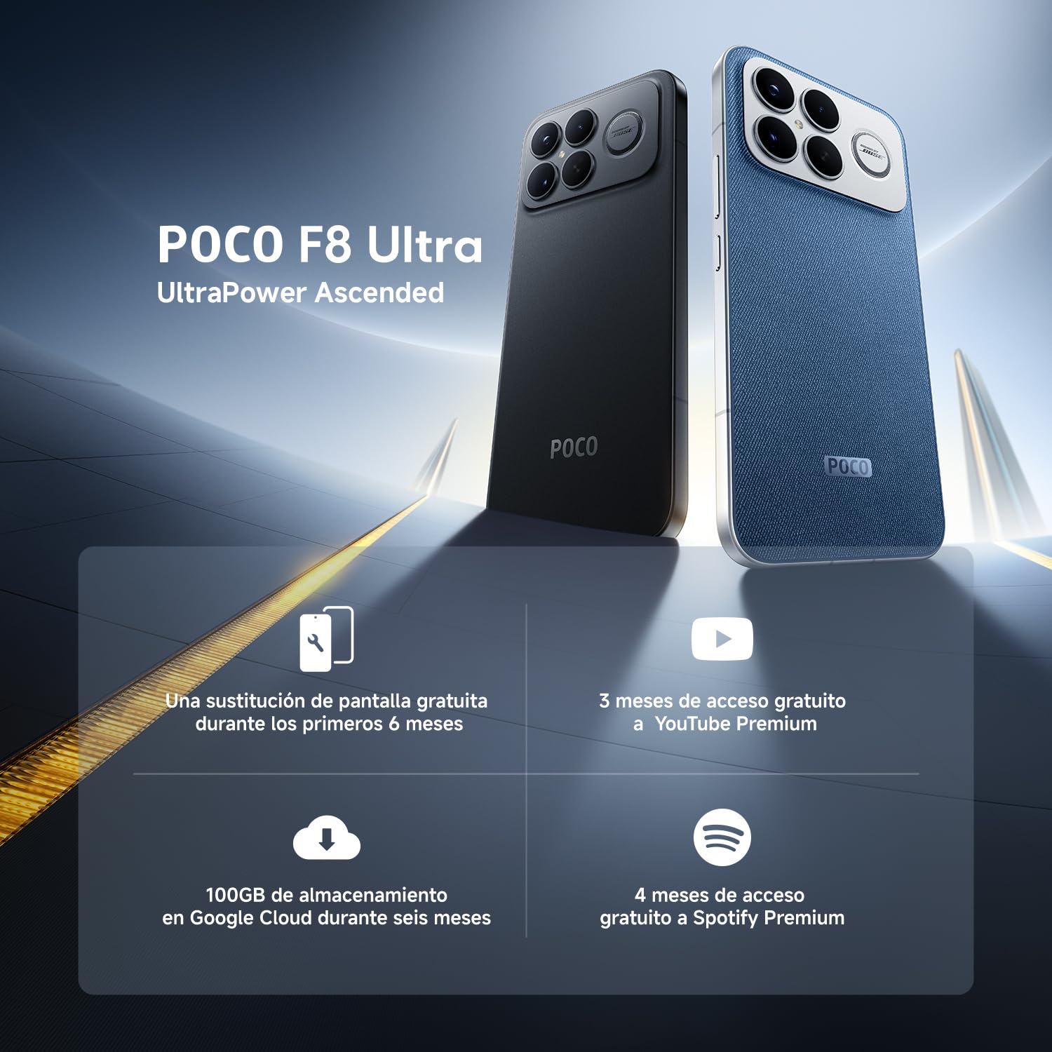XIAOMI POCO F8 Ultra Smartphone 16+512GB, 6.85" 120Hz AMOLED Display, Snapdragon 8 Elite Gen 5, Hypercharge 100W Charging and 50W Wireless, Charger Not Included, Denim Blue (ES Version)
