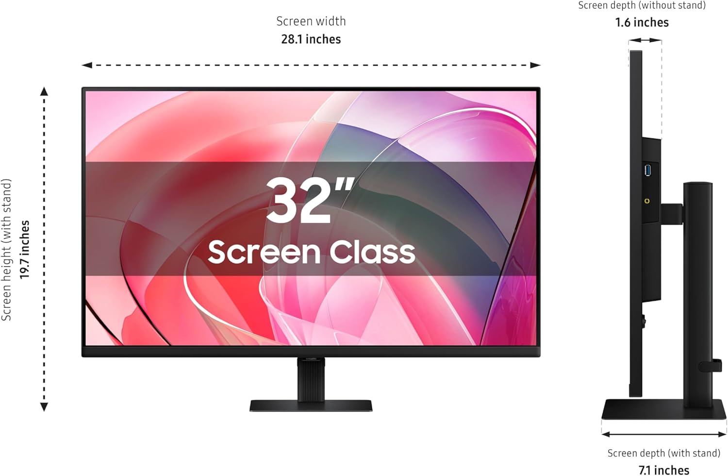 Samsung 32" ViewFinity S7 (S70D) 4K UHD IPS HDR10 High Resolution Monitor with Speakers, DP Port, TUV-Certified, 2025, LS32D708EBNXGO