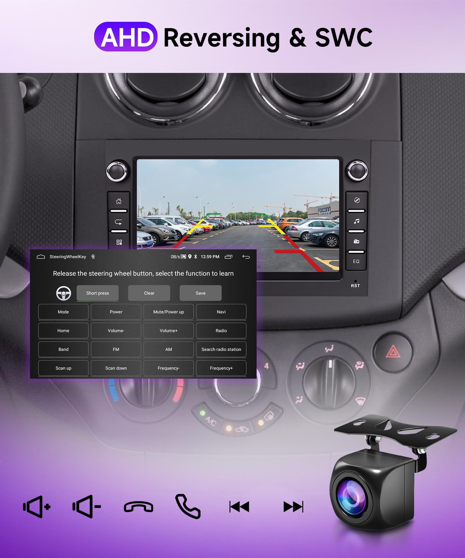 4G+64G Wireless Carplay Android 13 Car Radio 2 Din for Chevrolet Aveo Captiva Epica Holden Daewoo Pontiac 7 Inch Car Radio with Android Auto GPS Navi WiFi Bluetooth FM/RDS Rear Camera