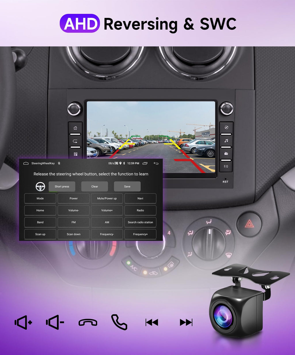 4G+64G Wireless Carplay Android 13 Car Radio 2 Din for Chevrolet Aveo Captiva Epica Holden Daewoo Pontiac 7 Inch Car Radio with Android Auto GPS Navi WiFi Bluetooth FM/RDS Rear Camera