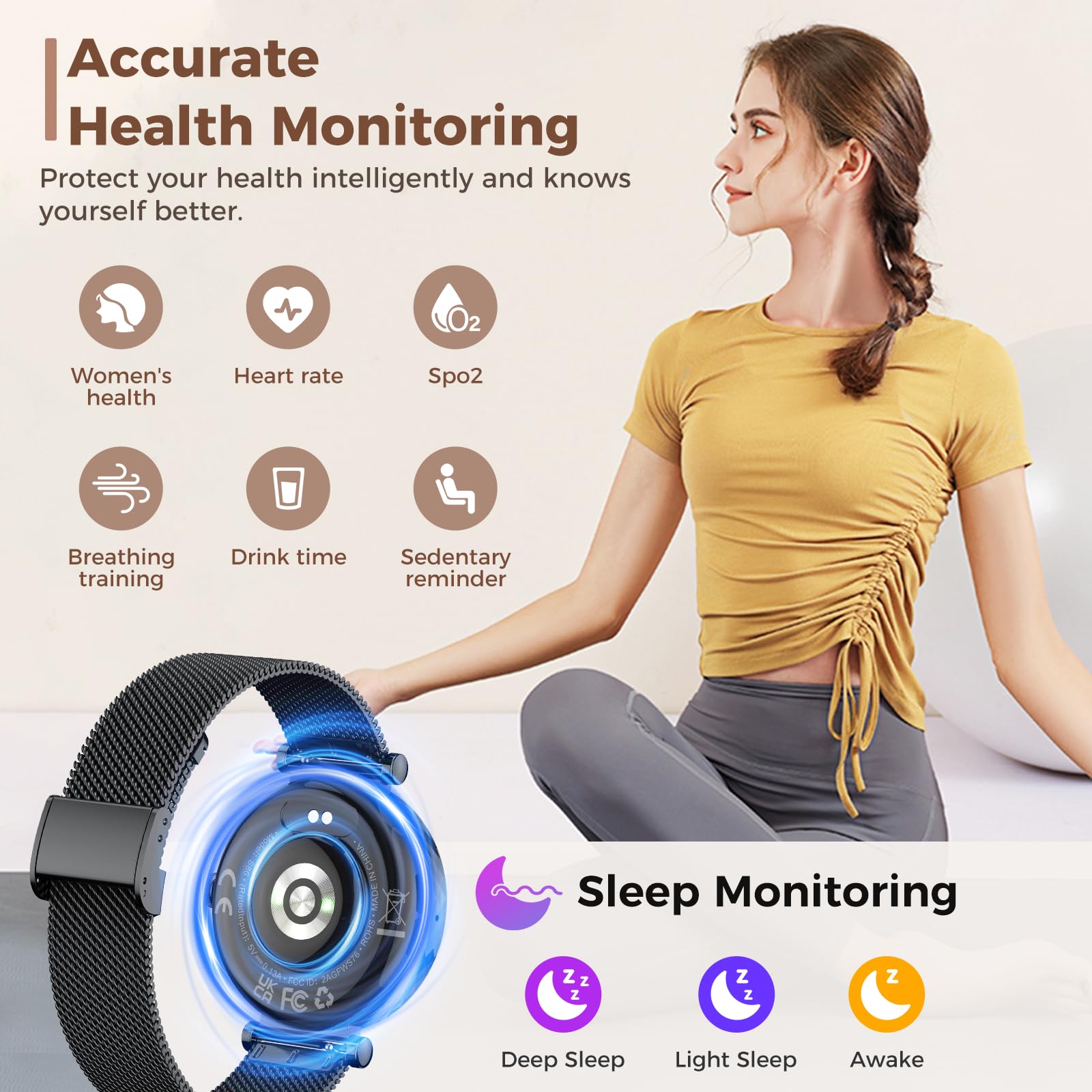 Smart Watch Women, 2025 New Smartwatch Woman with Calls, Smart Watch Menstrual Cycle/Sleep Monitor/SpO2/Pedometer/110+ Sports Modes, IP68 Waterproof Sports Watch for Android iOS