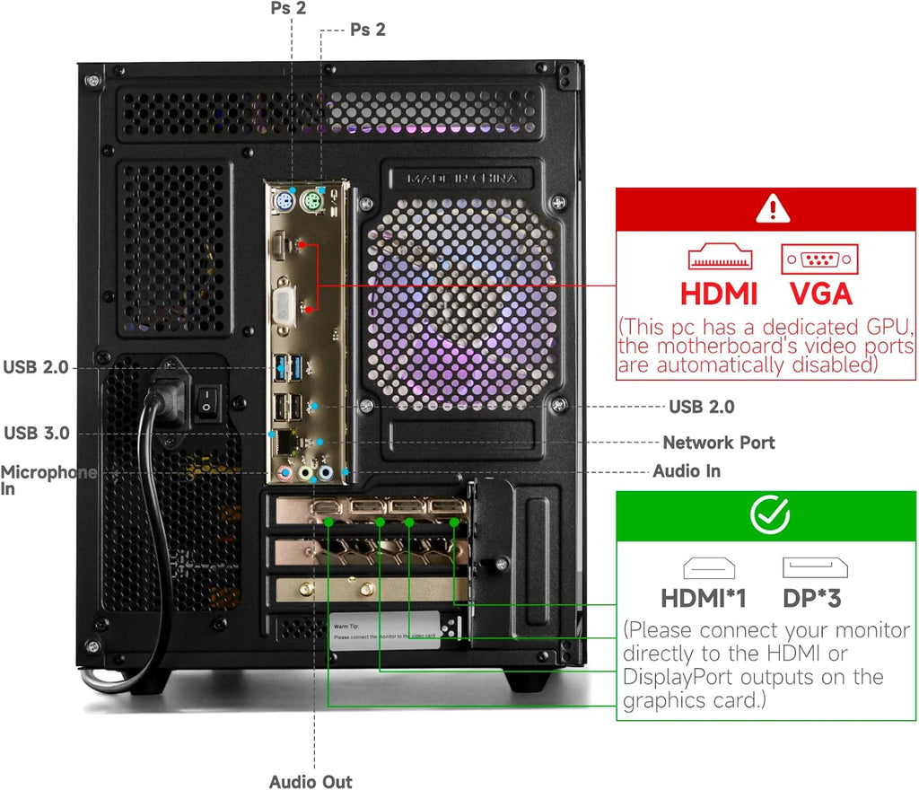 Gaming PC Desktop Ryzen 7 5700X, GeForce RTX 5060, 32G DDR4 RAM, 1TB NVME SSD, Prebuilt Tower Computer for Gaming, Home (Black)