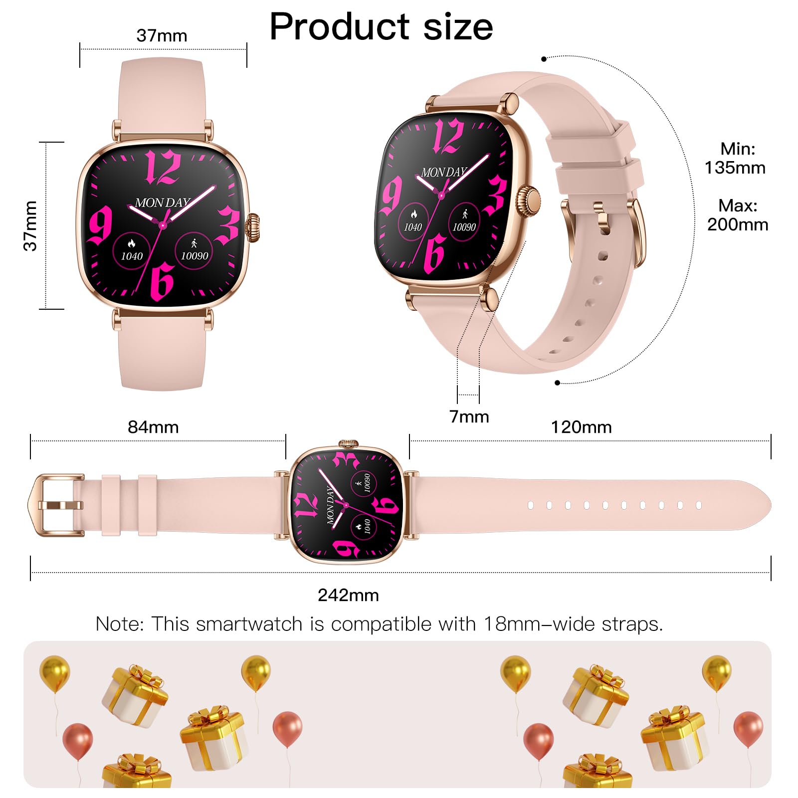 Women's Smart Watch with Call, Small Round 1.7 Inch AMOLED Smartwatch with Menstrual Cycle Monitoring, 100+ Sports Modes Bracelet Activity (Grey)