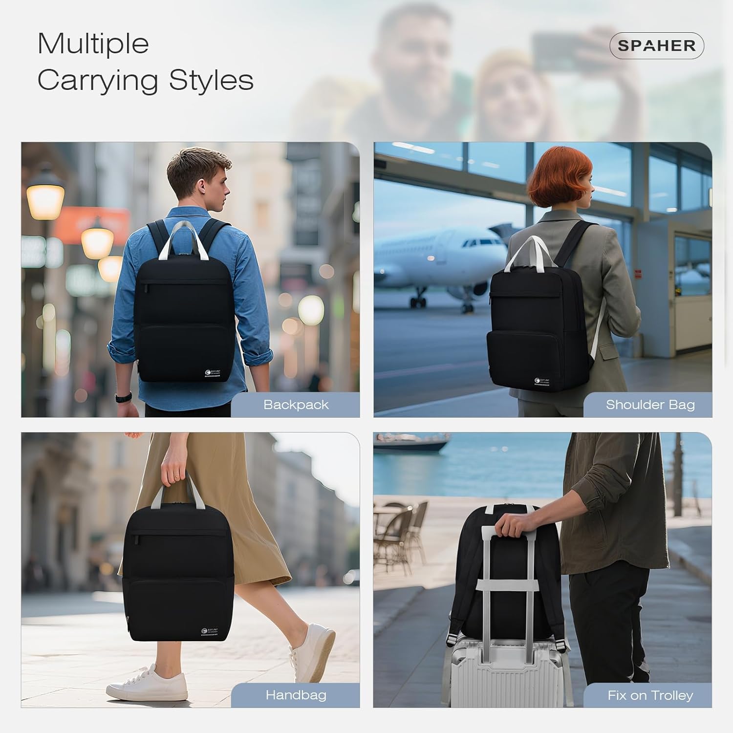 SPAHER Mochila dobrável viagem cabine avion 40 x 30 x 15 British Airways Air Europa Iberia bagagem de mão 20 l mochila escolar pequena casual homem mulher para portátil 14 polegadas Travel Backpack