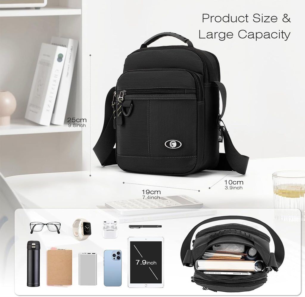 SPAHER Bolsa de tiracolo homem mala de mensageiro homem casual malas de mão nylon impermeável negócio mala cavalheiro malas homem bolsa para iPad Bolsas de couro para homens, Preto, Utilitário