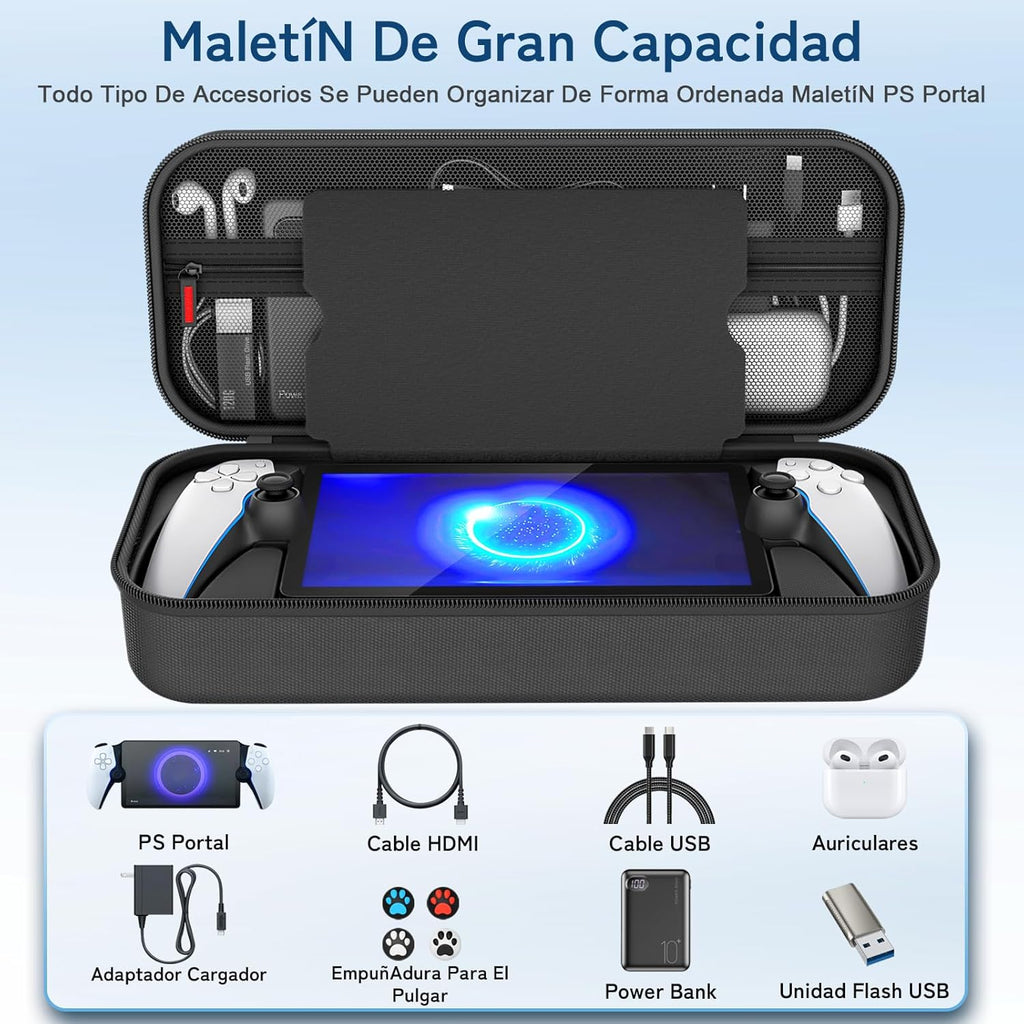 daydayup Funda de Transporte Compatible con PlayStation Portal Remote Player, Funda para PlayStation Portal con Bolsillo con Cremallera, Bolsa de Mano de Juegos para PS Portal (Negro)