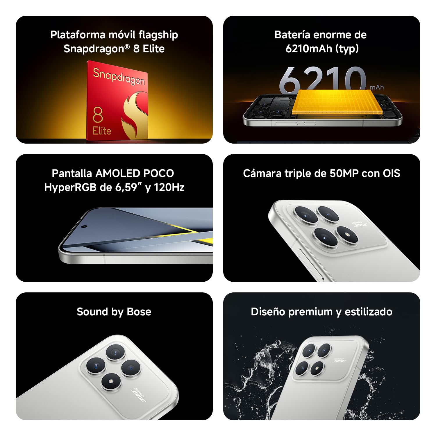 XIAOMI POCO F8 Ultra Smartphone 16+512GB, 6.85" 120Hz AMOLED Display, Snapdragon 8 Elite Gen 5, Hypercharge 100W Charging and 50W Wireless, Charger Not Included, Denim Blue (ES Version)