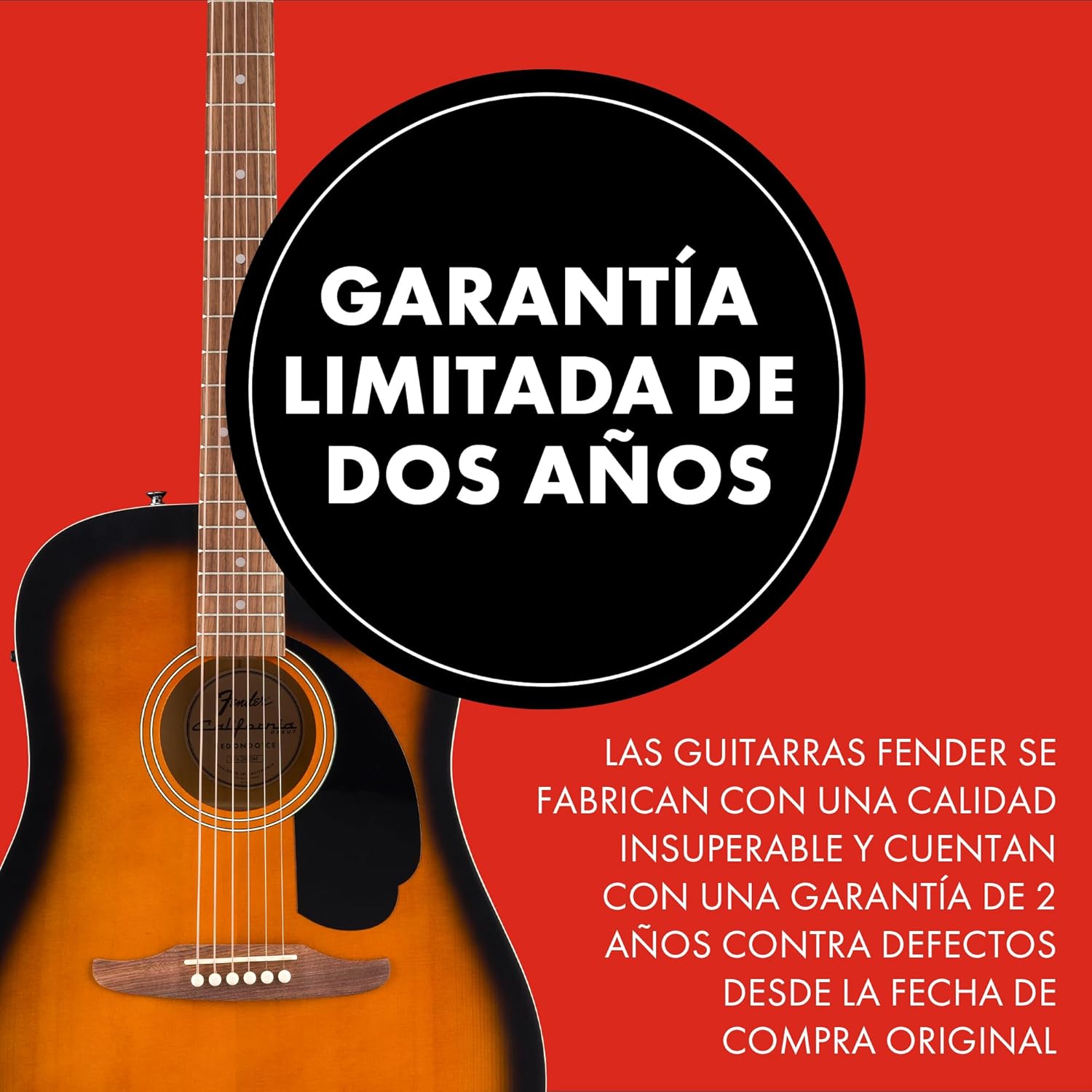 Fender CA Debut Guitarra Redondo Dreadnought CE Acústica, Guitarra para Principiantes, con 2 Años de Garantía, 2 Tone Sunburst