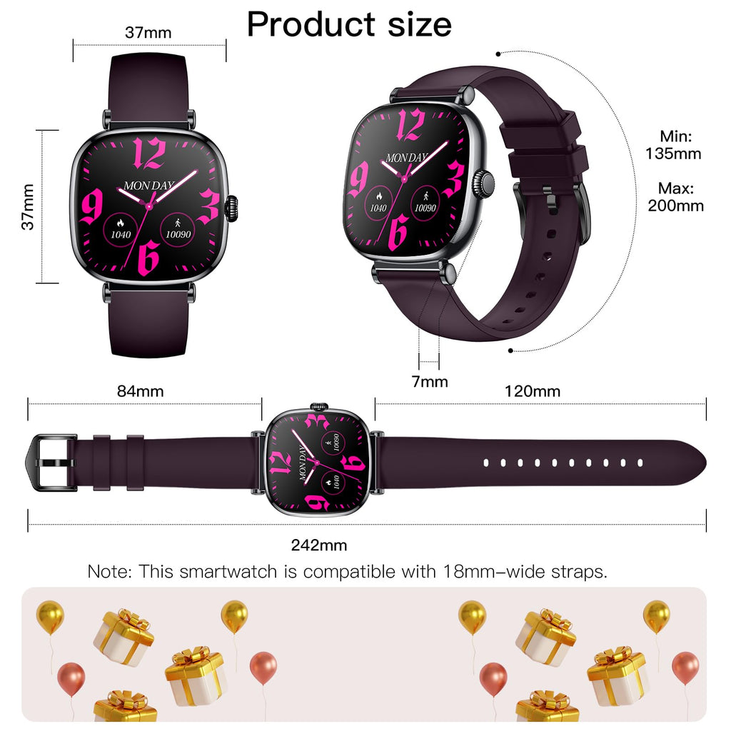 Women's Smart Watch with Call, Small Round 1.7 Inch AMOLED Smartwatch with Menstrual Cycle Monitoring, 100+ Sports Modes Bracelet Activity (Grey)