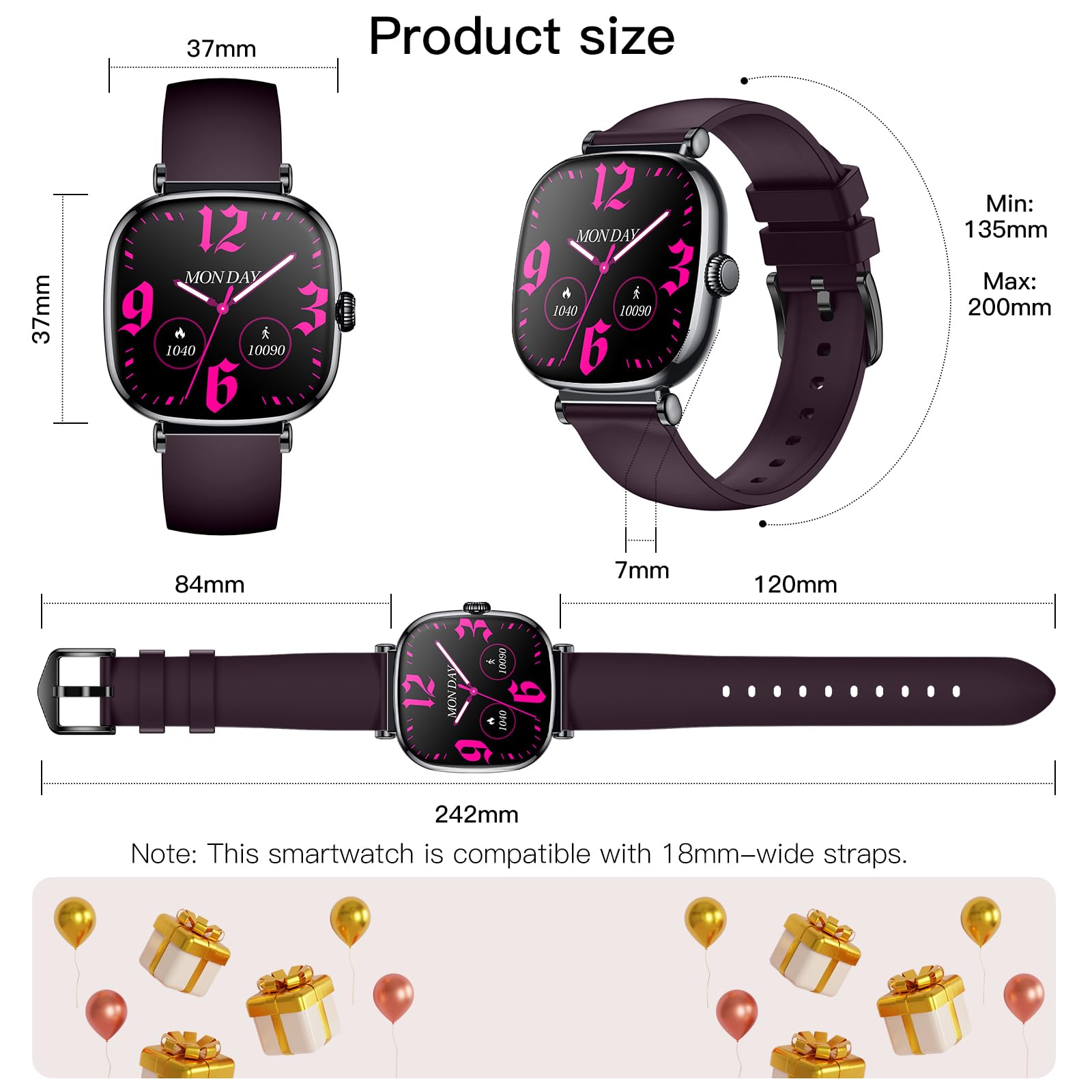 Women's Smart Watch with Call, Small Round 1.7 Inch AMOLED Smartwatch with Menstrual Cycle Monitoring, 100+ Sports Modes Bracelet Activity (Grey)