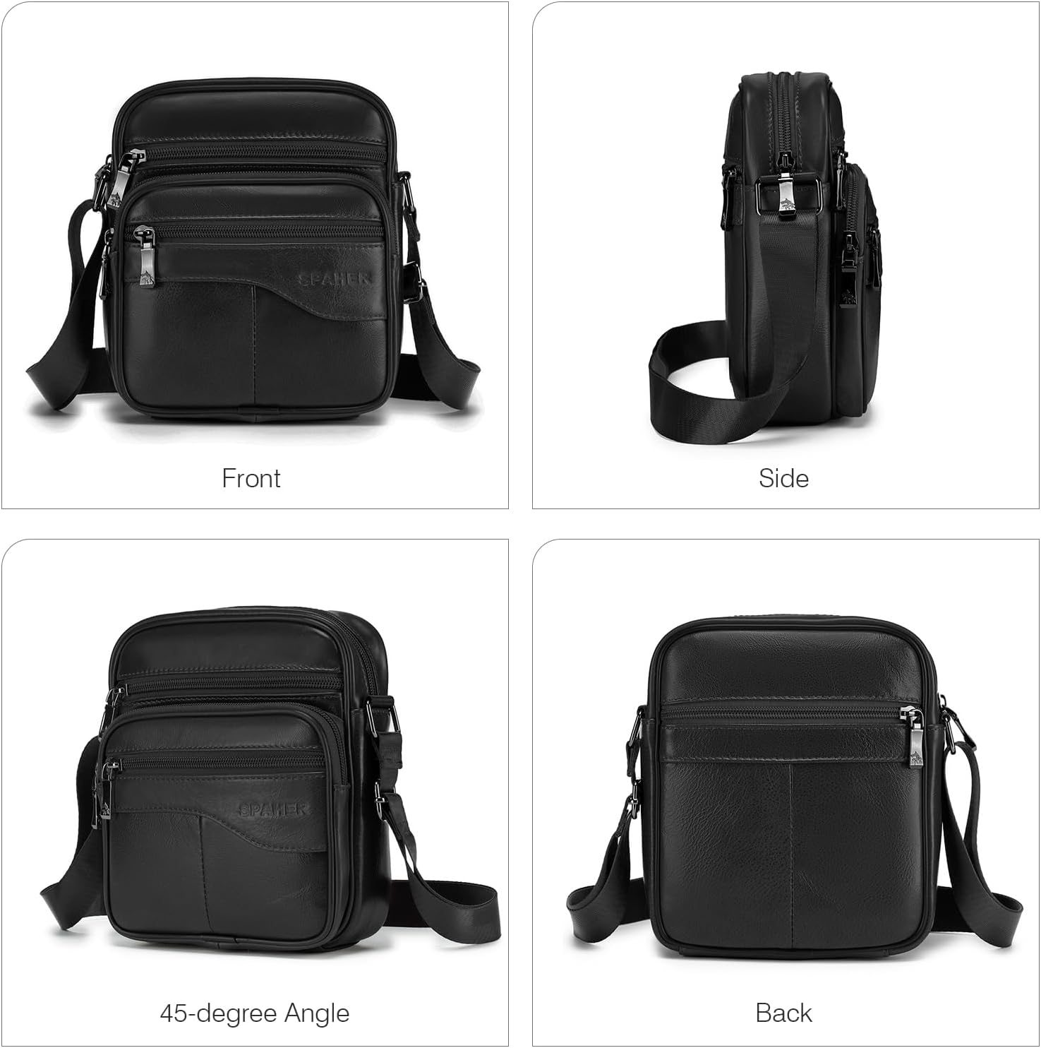 SPAHER - Mala de ombro para homem, tiracolo, de couro versátil, pequena tiracolo, para homem, bolsa, negócios, vintage, mochilas usadas, capas multifuncionais, malas de mão de viagem