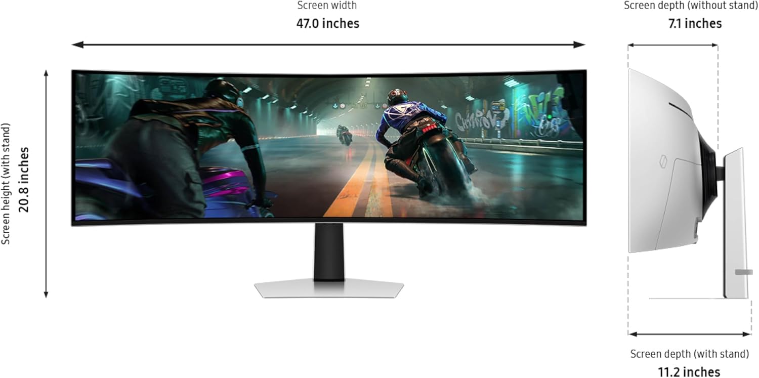 Samsung 49" Odyssey OLED G9 (G91SD) Dual QHD QD-OLED G-Sync Compatible Curved Gaming Monitor, 144Hz, 0.03ms, AMD FreeSync Premium Pro, Ergonomic Stand, 3 Year Warranty, LS49DG910SNXZA, 2024