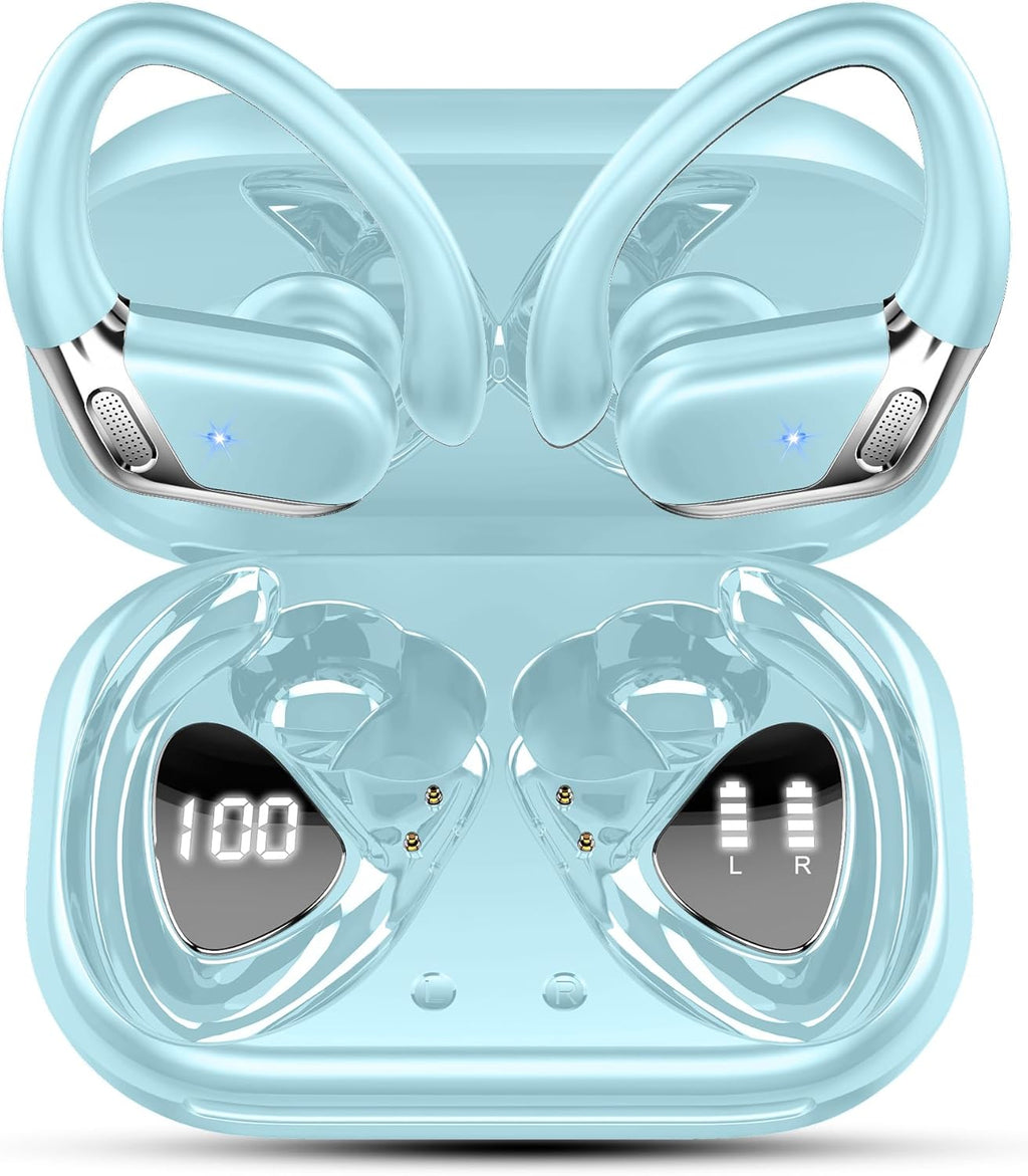 Bluetooth 5.4 Sport Headphones, Bluetooth Headphones with 3D Hifi Stereo, 50 Hours Wireless Earphones In Ear Noise Cancelling ENC and 4 HD Mics, IP7 Waterproof Wireless Earphones