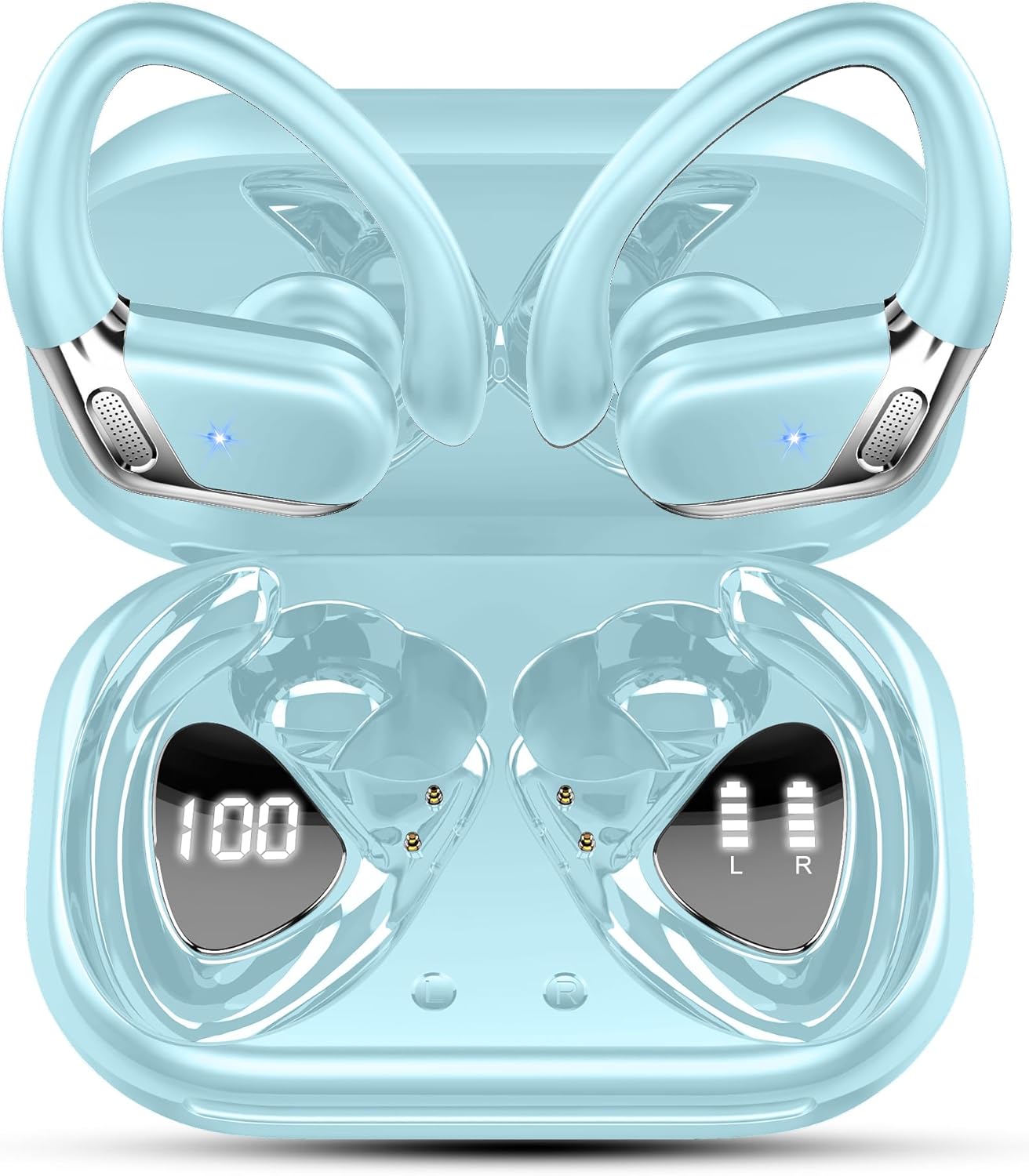 Bluetooth 5.4 Sport Headphones, Bluetooth Headphones with 3D Hifi Stereo, 50 Hours Wireless Earphones In Ear Noise Cancelling ENC and 4 HD Mics, IP7 Waterproof Wireless Earphones