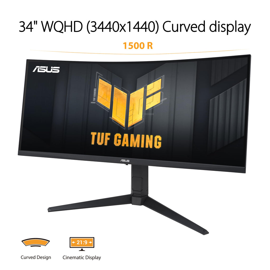 ASUS TUF Gaming VG34VQEL1A – 34 Inch Curved Gaming Monitor, UWQHD, 100 Hz, Extreme Low Motion Blur, Freesync, 1ms MPRT, 125% sRGB, HDR