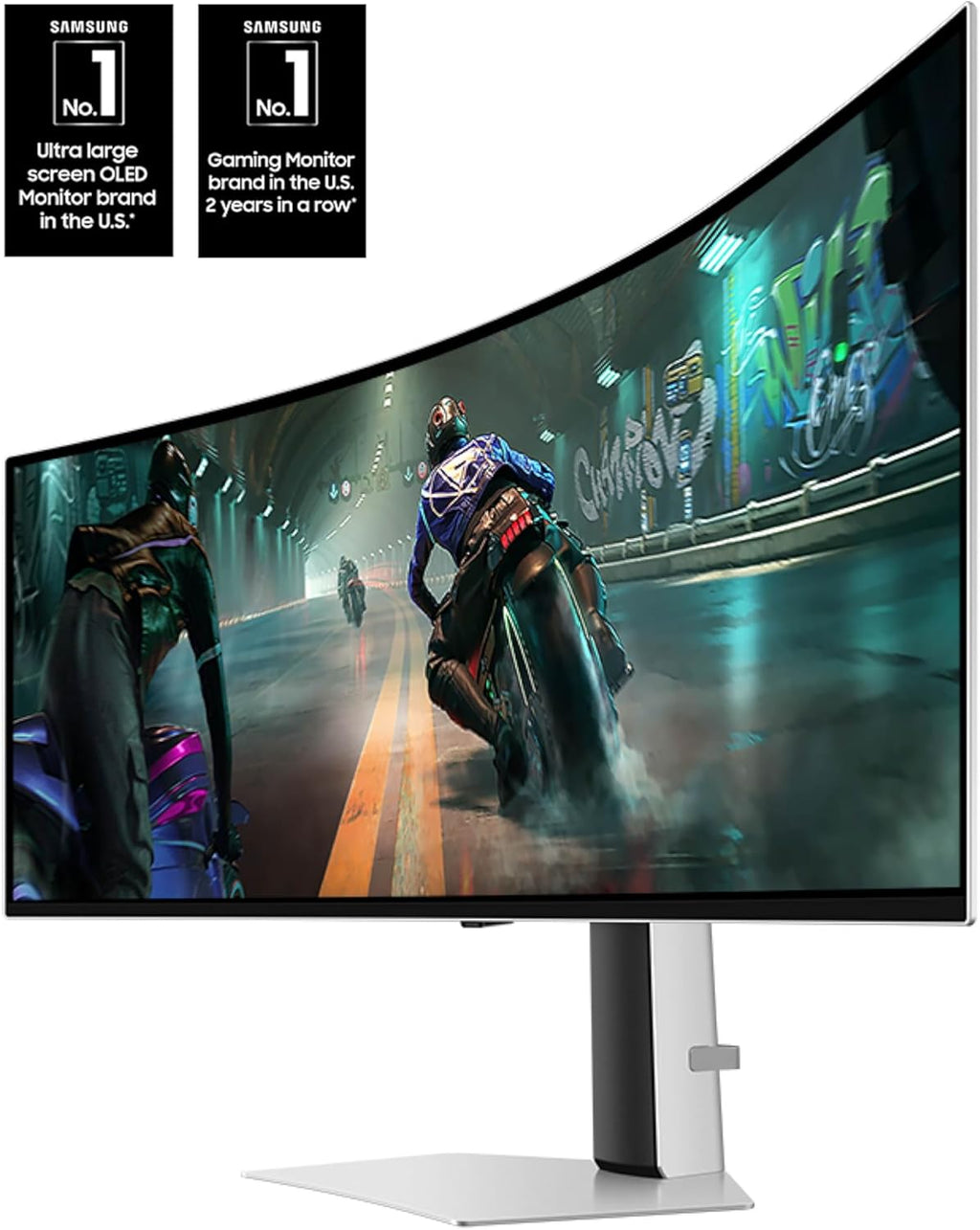 Samsung 49" Odyssey OLED G9 (G91SD) Dual QHD QD-OLED G-Sync Compatible Curved Gaming Monitor, 144Hz, 0.03ms, AMD FreeSync Premium Pro, Ergonomic Stand, 3 Year Warranty, LS49DG910SNXZA, 2024
