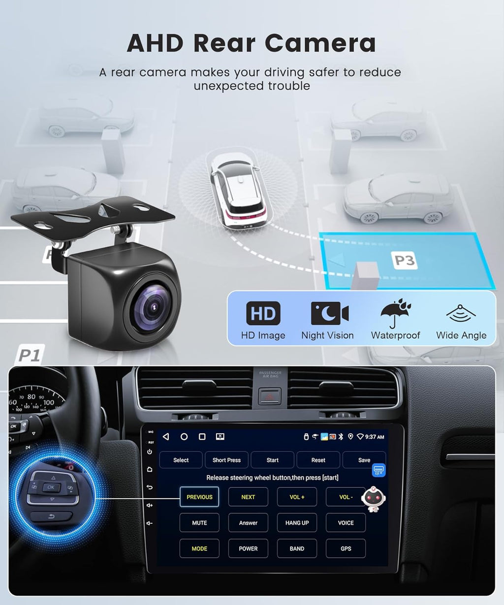 4G+64G Wireless Carplay Android 13 Car Radio for Ford Focus Mk2 Mk3 Exi MT 2 3 2004-2011 9 Inch with Android Auto Navi GPS WiFi Bluetooth FM/RDS/Dab/DVR/SWC Rear Camera