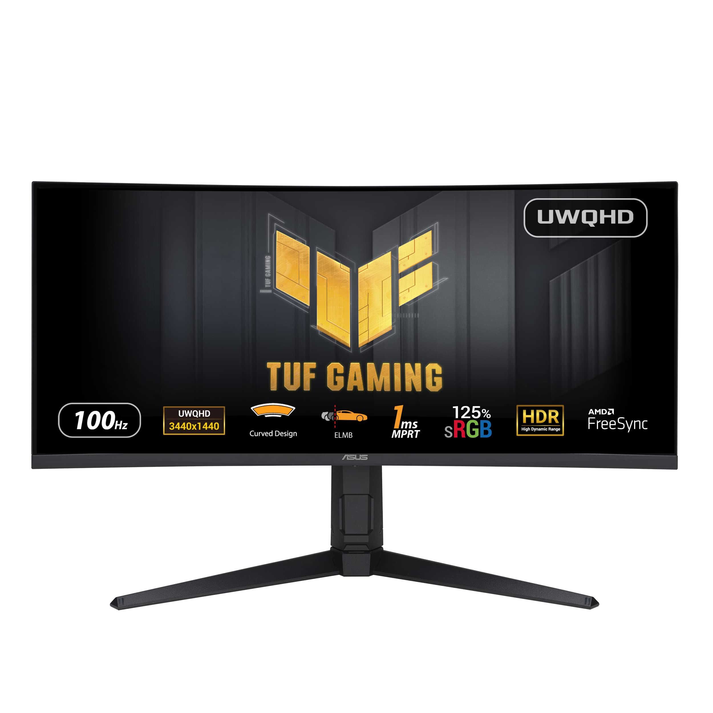 ASUS TUF Gaming VG34VQEL1A – 34 Inch Curved Gaming Monitor, UWQHD, 100 Hz, Extreme Low Motion Blur, Freesync, 1ms MPRT, 125% sRGB, HDR