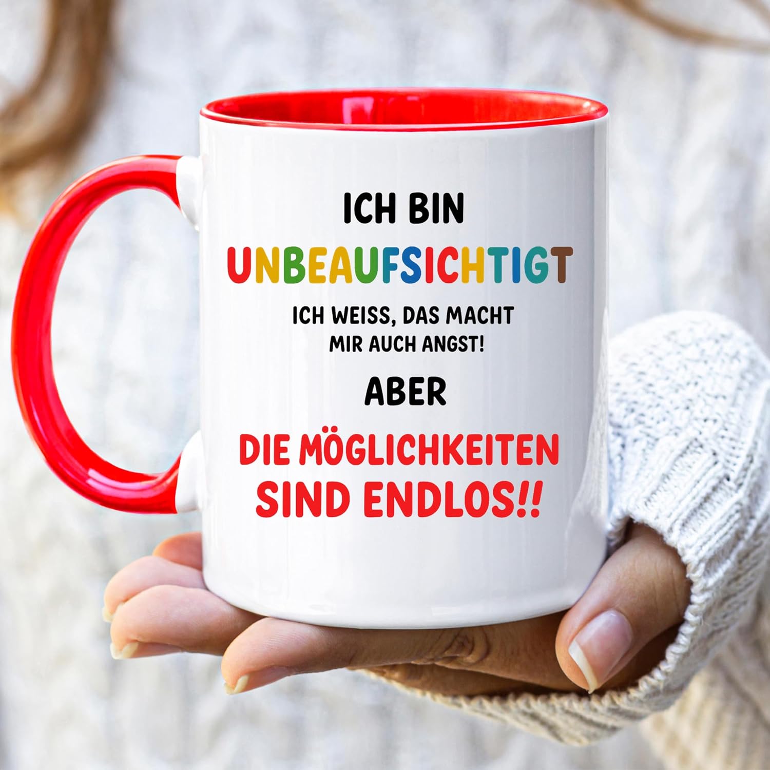 Jungle Mug Caneca de presente para colegas | Caneca com texto em alemão Unbeaufsichtigt Spruch Lustig | Geschenk Abschied Kollelegin Büro | Funny Tasse Arbeit Frauen Männer