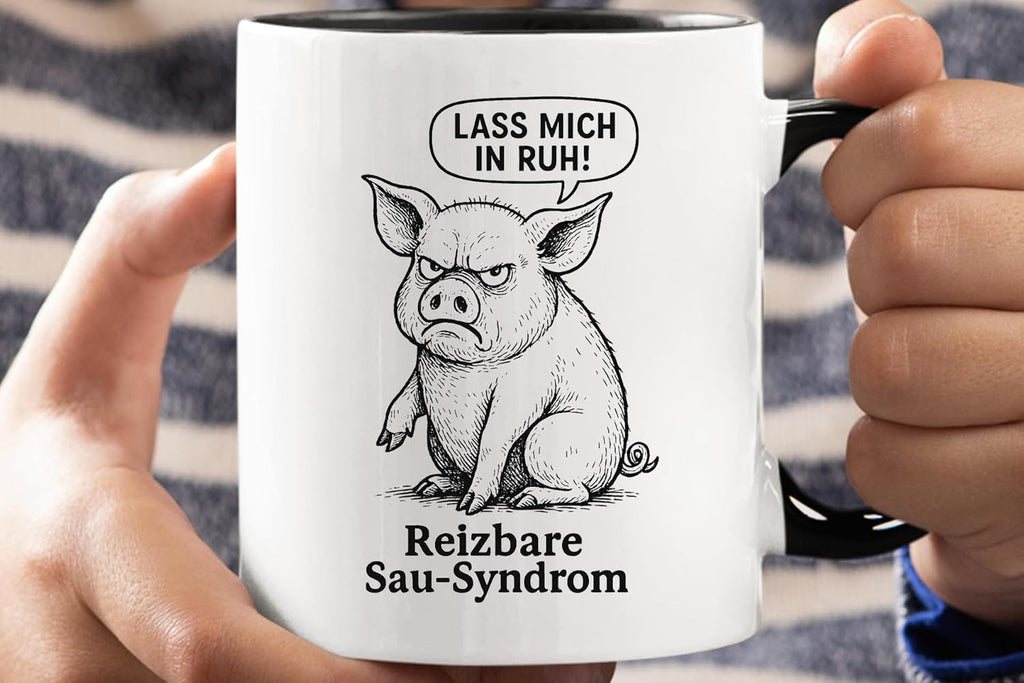 Jungle Mug Caneca divertida com porco | Caneca com síndrome de cerda irritável | Presente divertido para colegas, homens, mulheres, escritório, café e humor