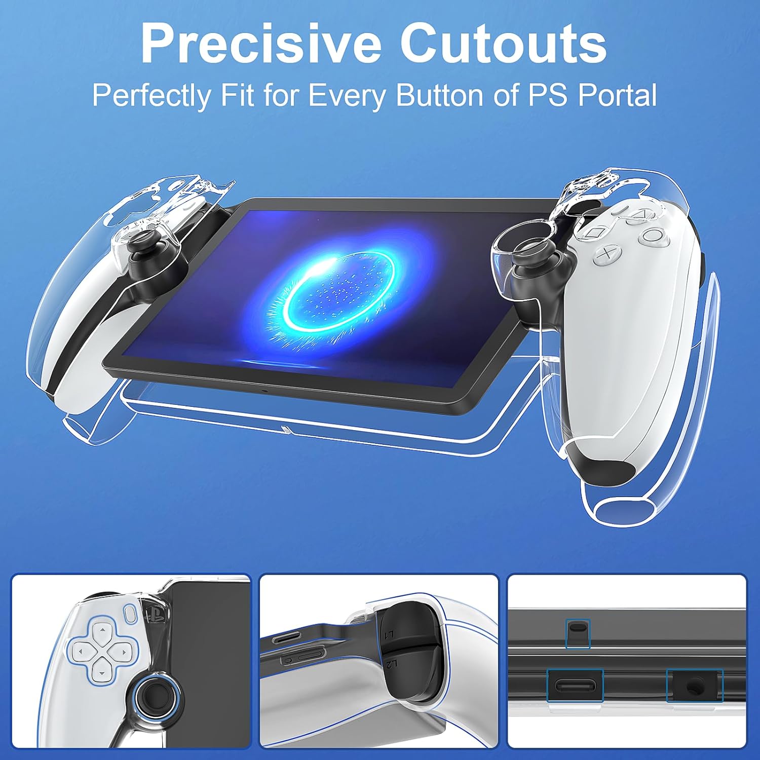 daydayup Juego de accesorios 14 en 1 compatible con PlayStation Portal Remote Player, bolsa de transporte y soporte para percha con 2 protectores de pantalla y 4 asas para pulgar, paquete de