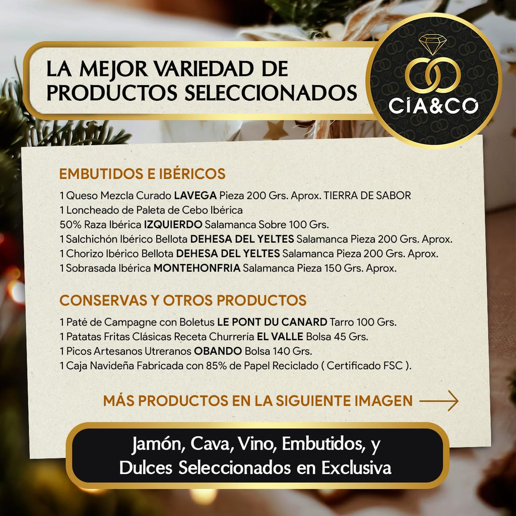 Christmas Basket with Gourmet Ham 2025 (Lot 217) · With Red and White Wine Rioja, Cava, Gin, Beer, Sweets and Iberian · Includes Customizable Card · Ideal Corporate or Family Gift