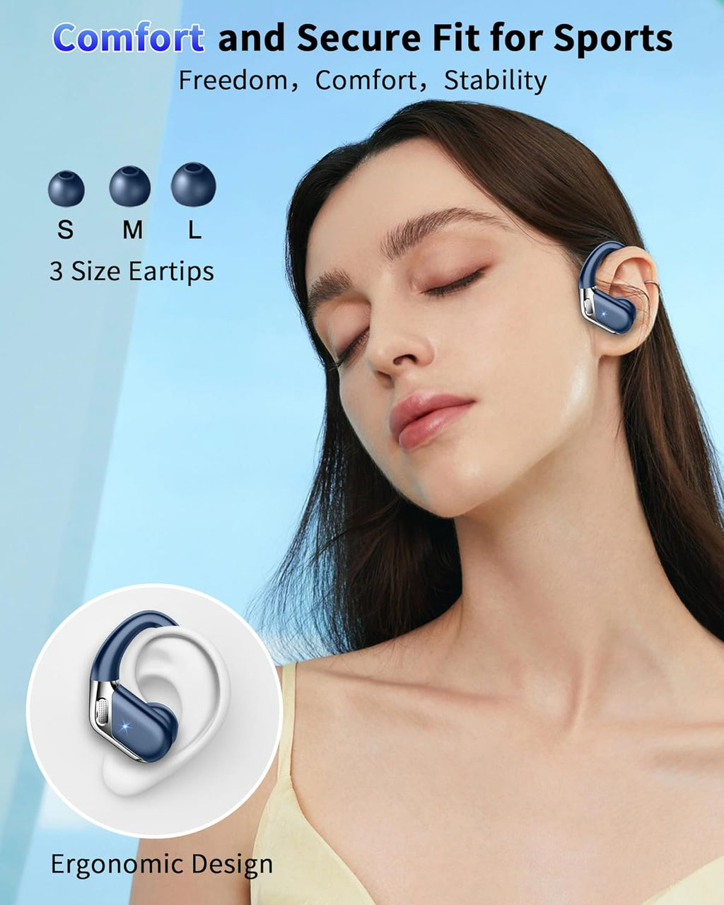 Bluetooth 5.4 Sport Headphones, Bluetooth Headphones with 3D Hifi Stereo, 50 Hours Wireless Earphones In Ear Noise Cancelling ENC and 4 HD Mics, Waterproof Wireless Earphones