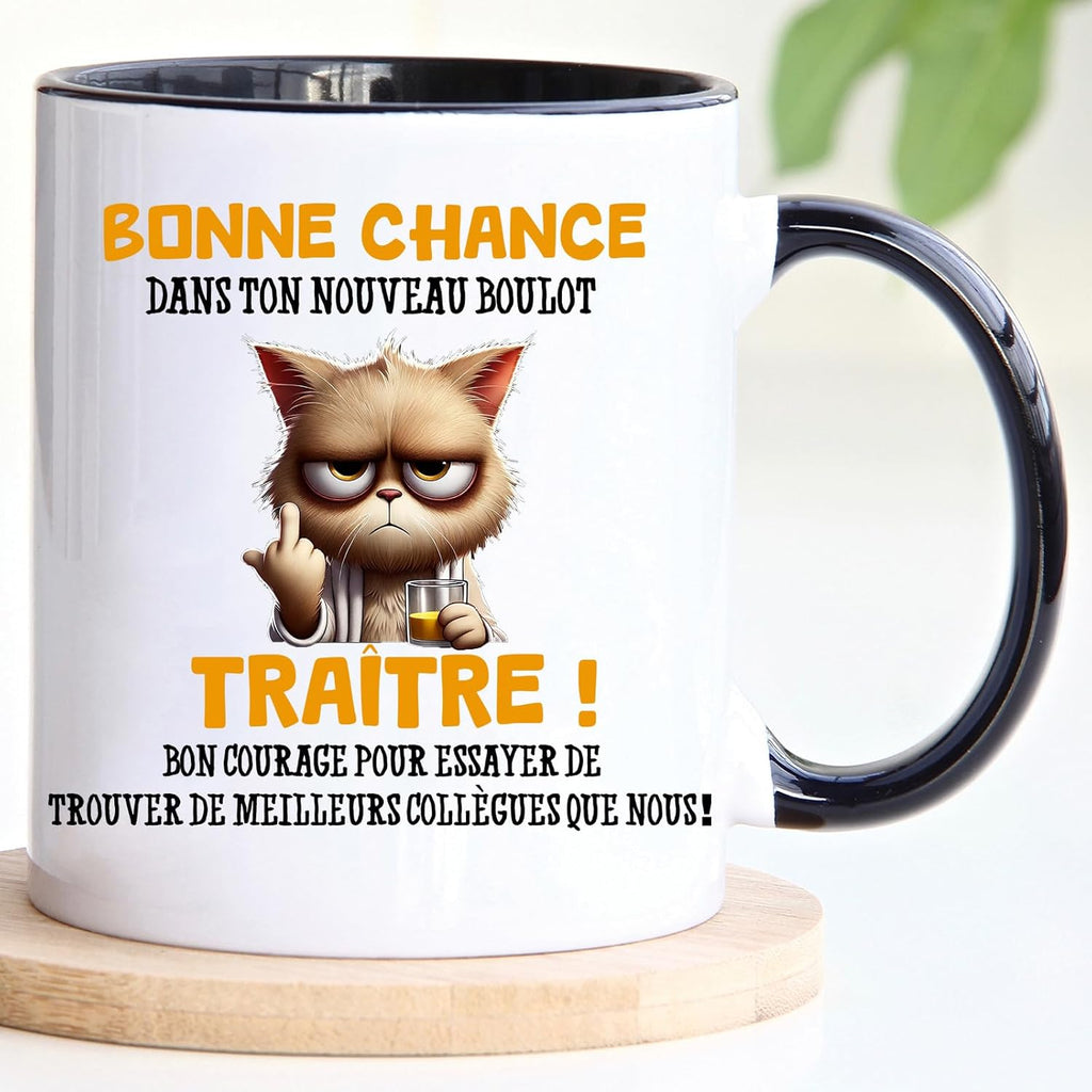 Jungle Mug Caneca do colega | presente divertido de início para colega | Boa sorte traidor! Caneca de humor preto | Caneca de presente para escritório, compatível com máquina de lavar louça e