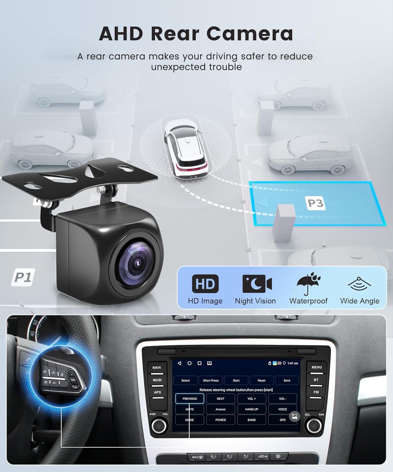 4G+64G Wireless Carplay Android Car Radio for Skoda Octavia 2 MK2 Rapid Yeti Roomster Suparab 8 Inch Radio with Android Auto Navi GPS WiFi Mirror Link Bluetooth FM/RDS/EQ Rear Camera