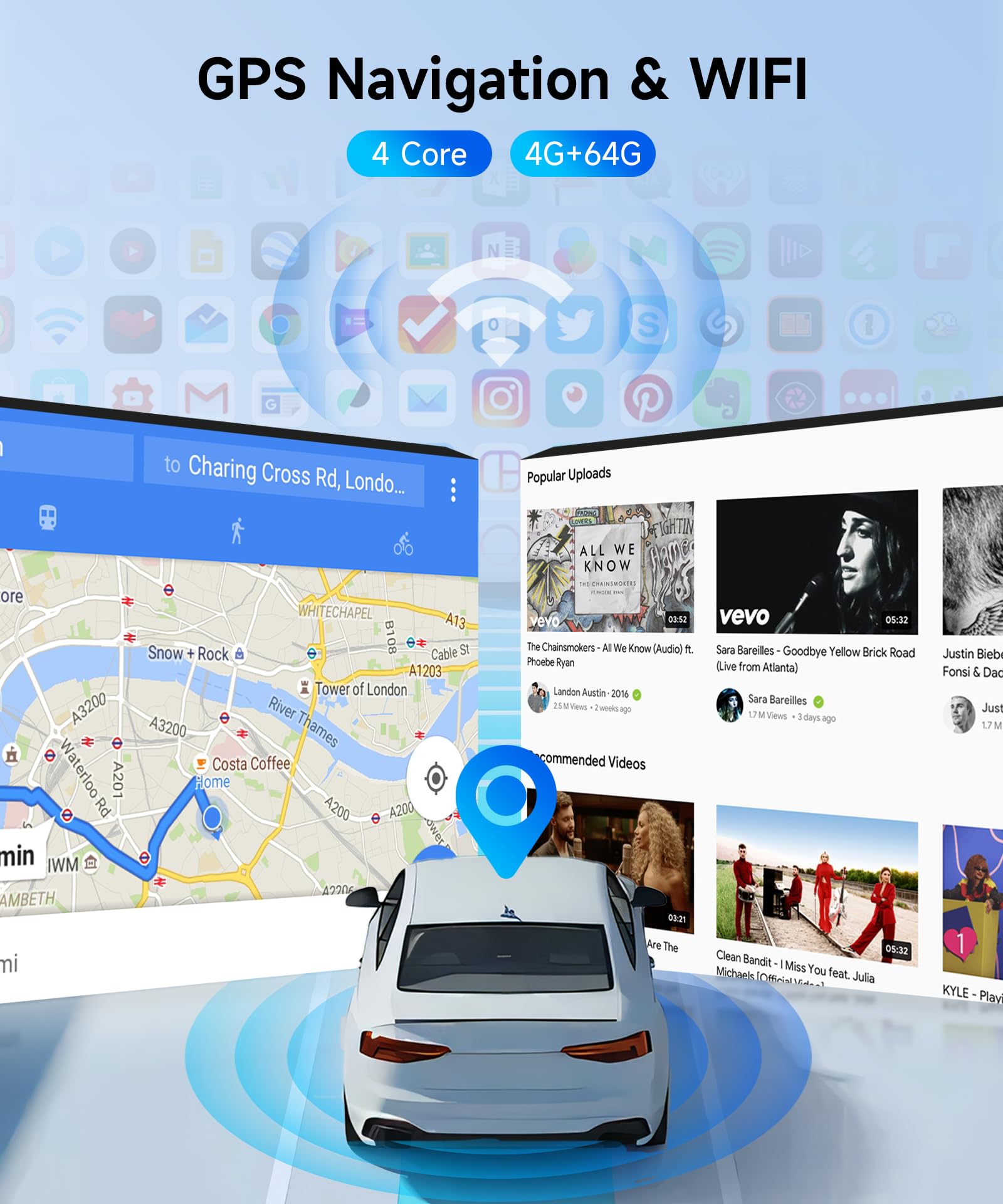 2G+64G Wireless Carplay Android 13 Car Radio 2 Din for Peugeot 2008 208 2012-2018 with Android Auto GPS Navi WiFi 10.1 Inch Car Radio with Bluetooth FM/RDS Radio USB/EQ/SWC Rear Camera