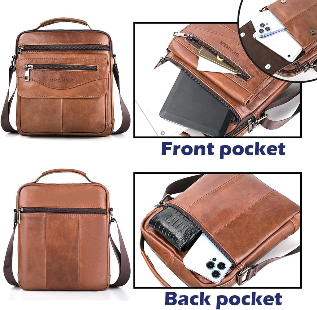 SPAHER Bolsa de ombro homem pele grande mala cavalheiro bolsa de ombro couro homem malas homem tiracolo pele mala homem de couro carteiras para homens malas de homem mala de ombro Man Bag, A291,