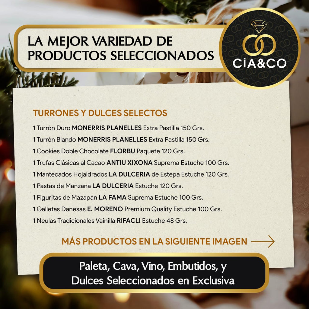 Christmas Basket with Gourmet Ham 2025 (Lot 217) · With Red and White Wine Rioja, Cava, Gin, Beer, Sweets and Iberian · Includes Customizable Card · Ideal Corporate or Family Gift