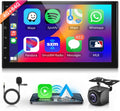 4G+64G Wireless Carplay Android 13 Car Radio 2 DIN with Android Auto GPS Navi WiFi 7 Inch Touchscreen Car Radio with Mirror Link Bluetooth FM/RDS/32EQ/AI DSP/Dab/OBD/DVR/SWC Rear Camera