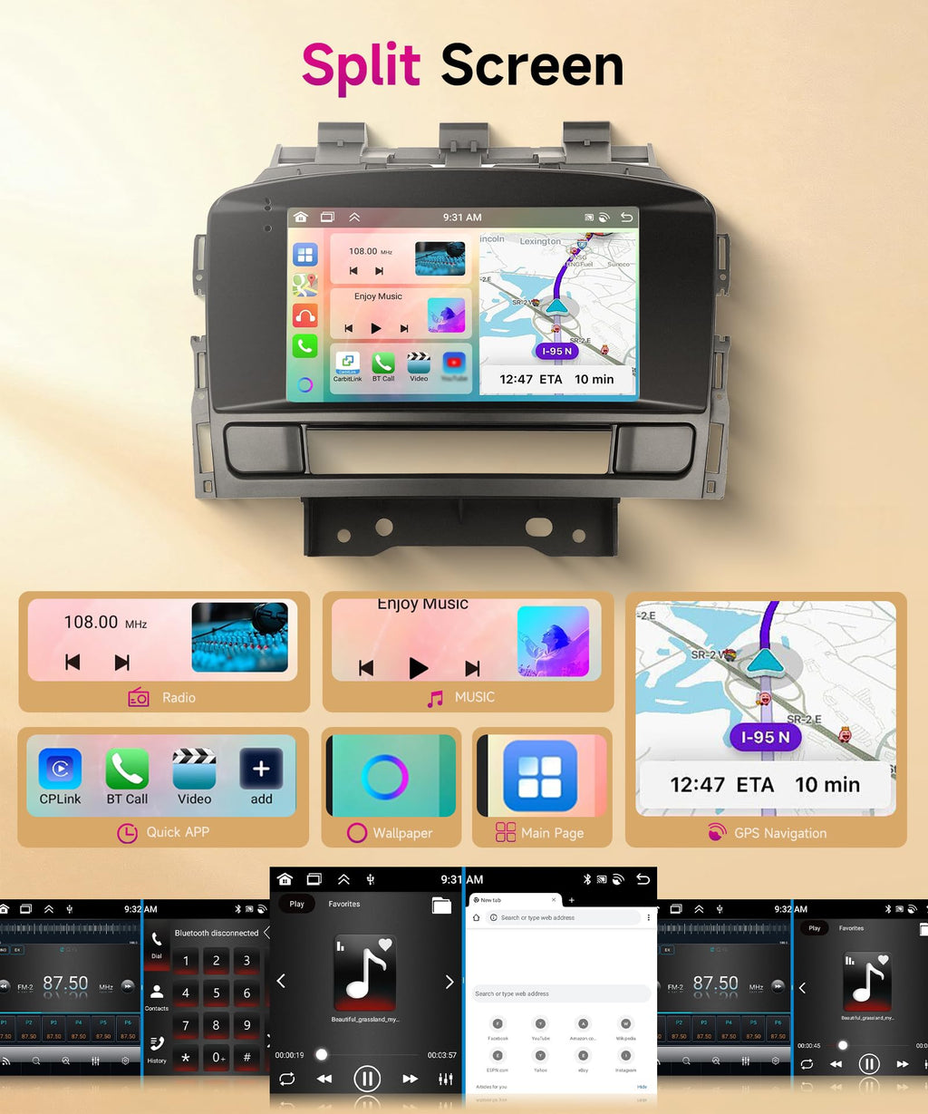 2G+64G Carplay Android Car Radio for Opel Astra J/Buick Excelle GT XT 2010-2014 7 Inch Car Radio 2 Din with Android Auto GPS Navi WiFi Mirror Link Bluetooth FM/RDS EQ/USB/SWC Rear Camera