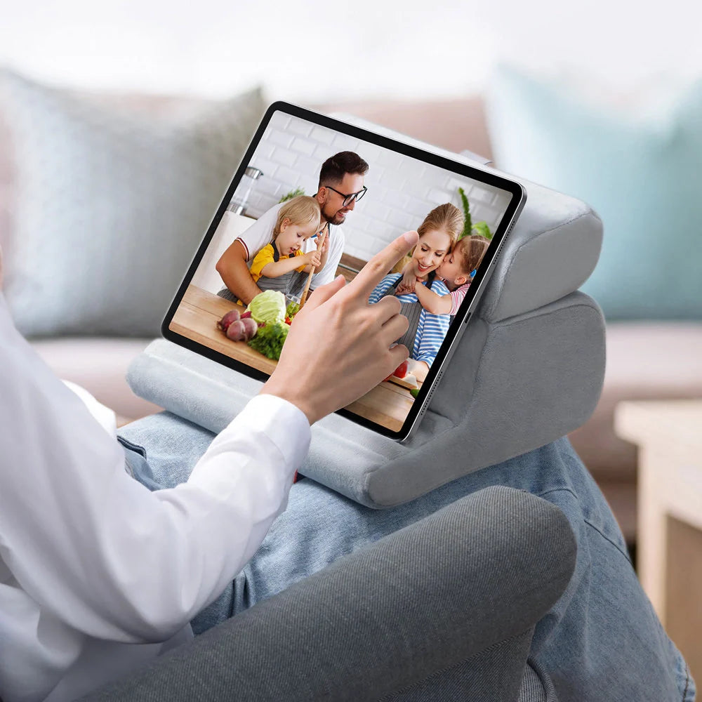 Sofá Suporte para Tablet e Smartphone Dobrável de Borracha Cinza