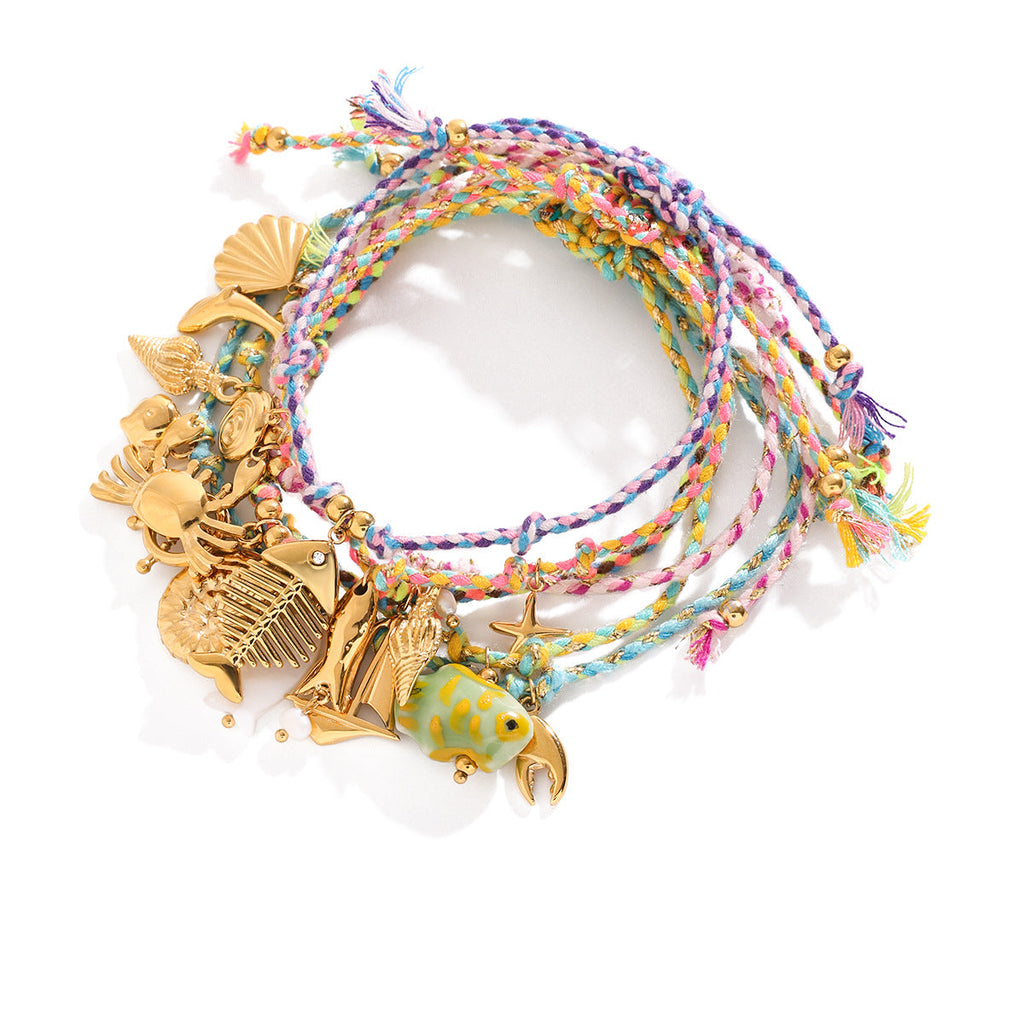 Pulseira Náutica em Corda Trançada com Aço Inoxidável