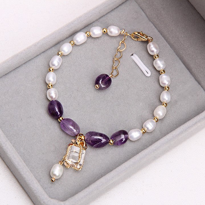 Pulsera de perlas y cristales naturales