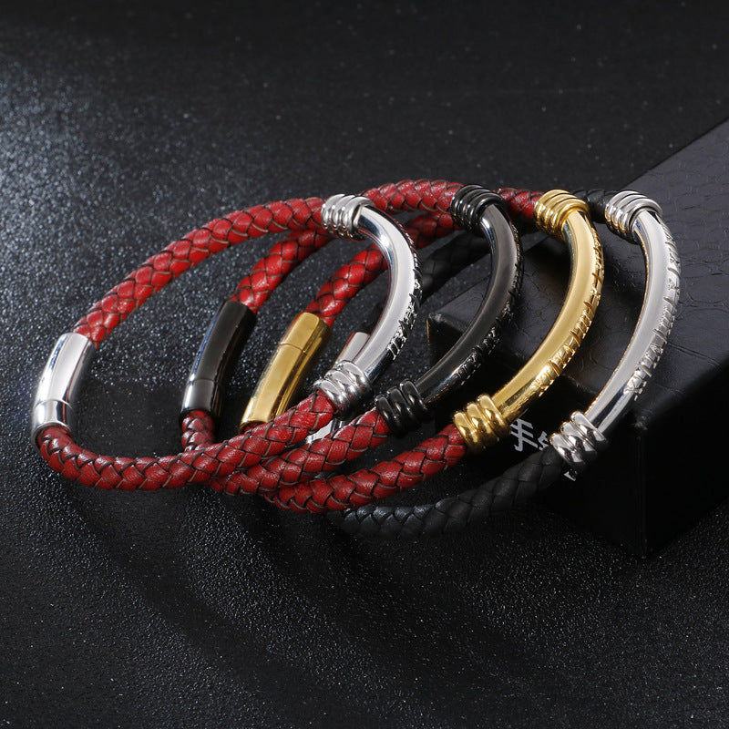 Leather and Stainless Steel Bracelet