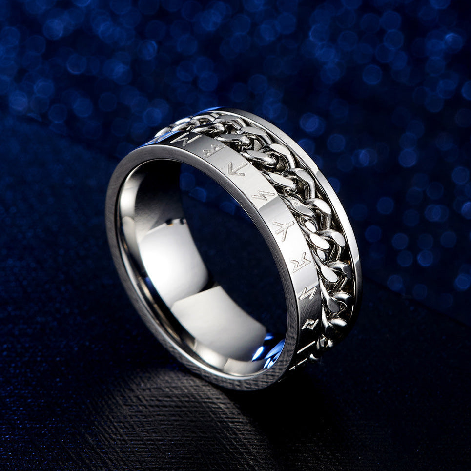 Nordic Chain Ring in Titanium Steel
