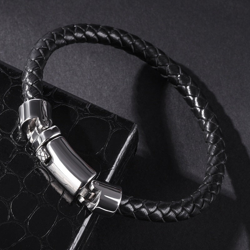 Leather and Stainless Steel Bracelet