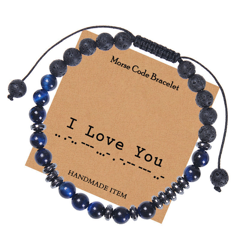 Pulseira com Código Morse em Pedra Natural