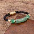 Leather bracelet with natural stone.