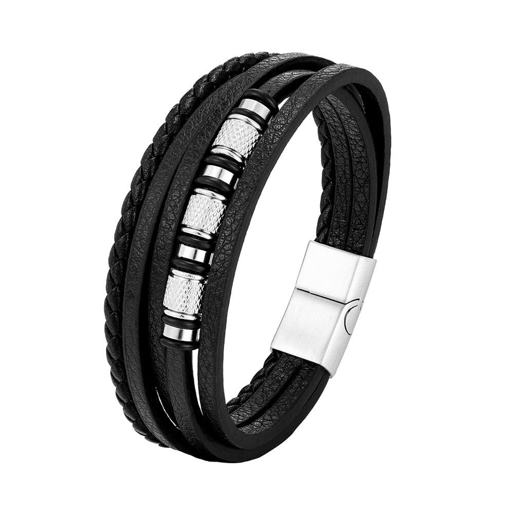 Leather and Stainless Steel Bracelet