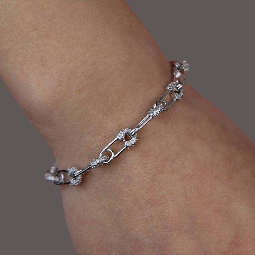 Pulseira Elos Dourados com Brilho Pavé