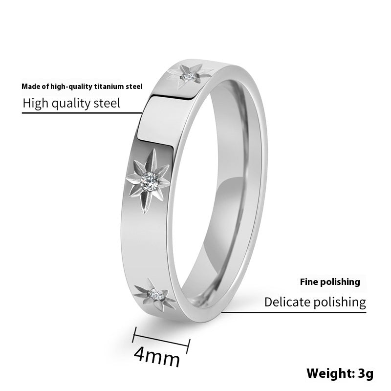 Anel com Estrela de Cinco Pontas em Aço Inoxidável