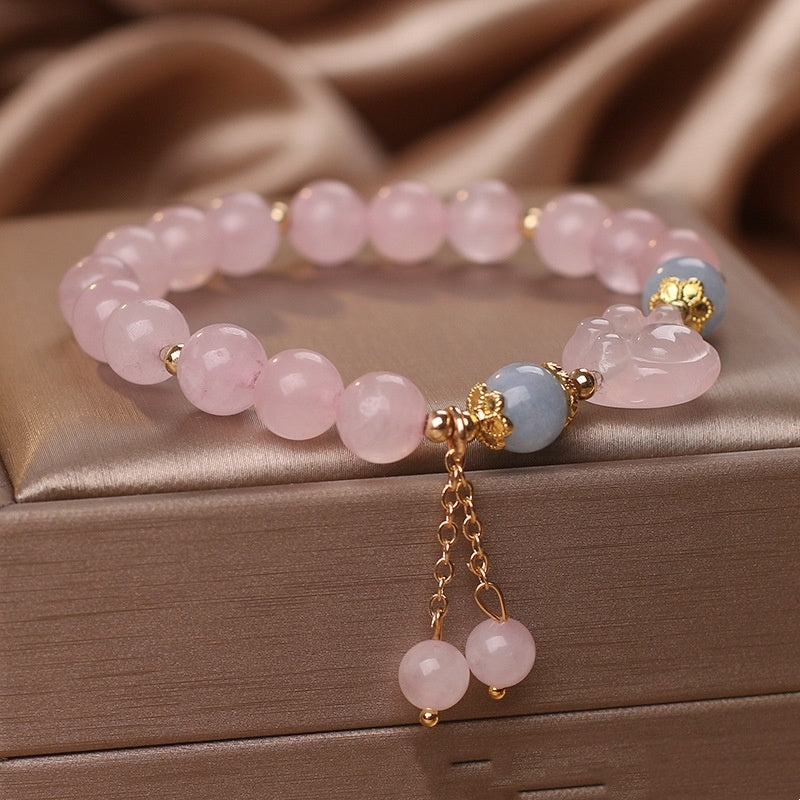 Pulseira em Cristal Rosa Doce
