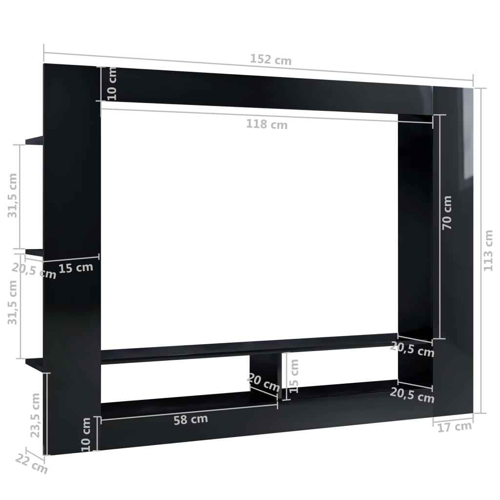 vidaXL TV Cabinet 152x22x113 cm Wood Derivatives Glossy Black