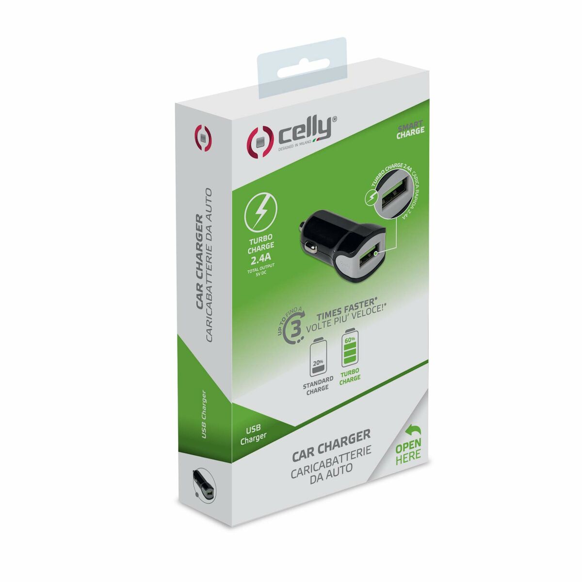 Cargador de coche Celly CCUSBTURBO negro